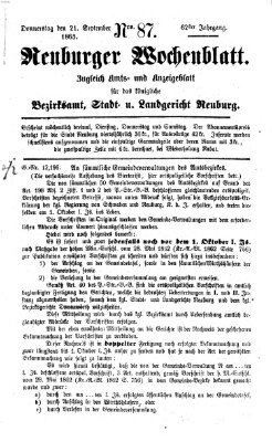 Neuburger Wochenblatt Donnerstag 21. September 1865