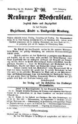 Neuburger Wochenblatt Donnerstag 28. September 1865