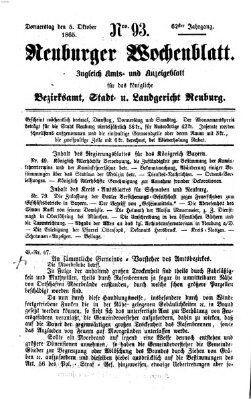 Neuburger Wochenblatt Donnerstag 5. Oktober 1865