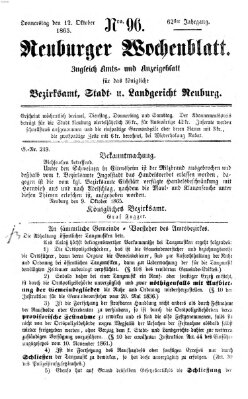 Neuburger Wochenblatt Donnerstag 12. Oktober 1865