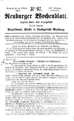 Neuburger Wochenblatt Samstag 14. Oktober 1865