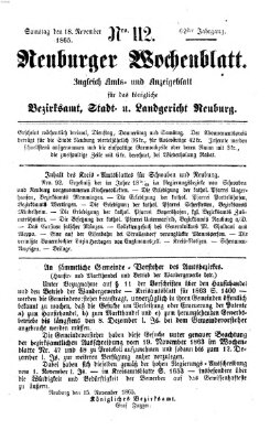 Neuburger Wochenblatt Samstag 18. November 1865