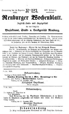 Neuburger Wochenblatt Donnerstag 14. Dezember 1865