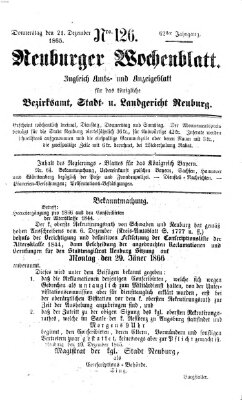 Neuburger Wochenblatt Donnerstag 21. Dezember 1865