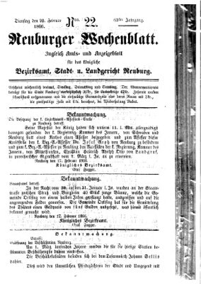 Neuburger Wochenblatt Dienstag 20. Februar 1866