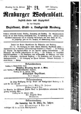 Neuburger Wochenblatt Samstag 24. Februar 1866