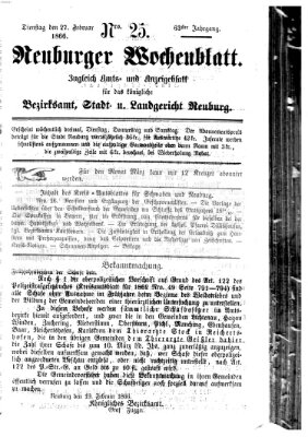 Neuburger Wochenblatt Dienstag 27. Februar 1866