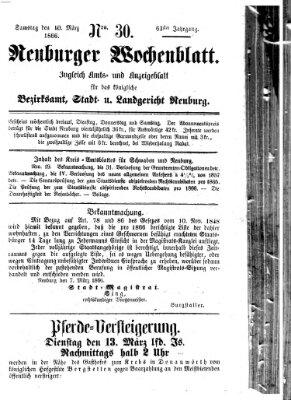 Neuburger Wochenblatt Samstag 10. März 1866