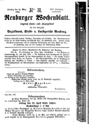 Neuburger Wochenblatt Dienstag 13. März 1866