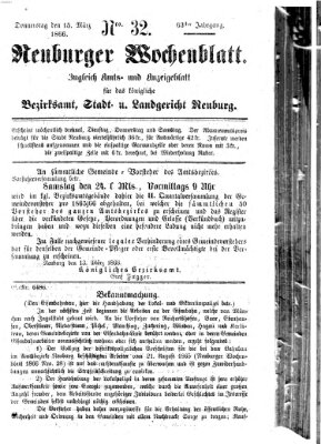 Neuburger Wochenblatt Donnerstag 15. März 1866