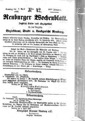 Neuburger Wochenblatt Samstag 7. April 1866