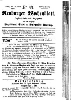 Neuburger Wochenblatt Dienstag 10. April 1866