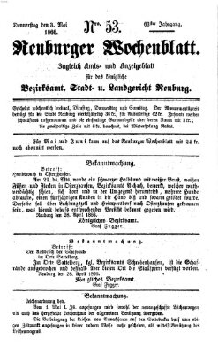 Neuburger Wochenblatt Donnerstag 3. Mai 1866