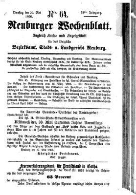 Neuburger Wochenblatt Dienstag 29. Mai 1866