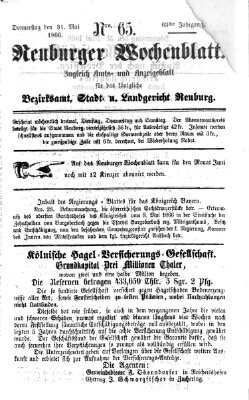 Neuburger Wochenblatt Donnerstag 31. Mai 1866