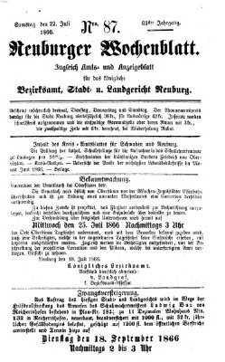 Neuburger Wochenblatt Sonntag 22. Juli 1866