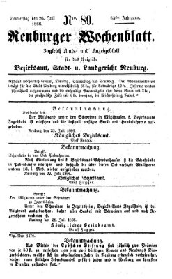 Neuburger Wochenblatt Donnerstag 26. Juli 1866