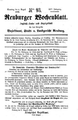 Neuburger Wochenblatt Samstag 4. August 1866