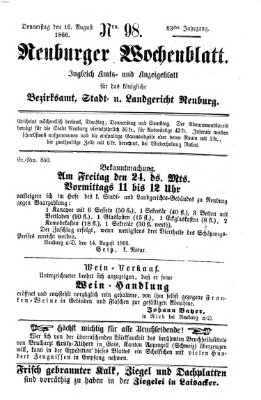 Neuburger Wochenblatt Donnerstag 16. August 1866