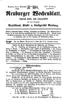 Neuburger Wochenblatt Samstag 8. September 1866