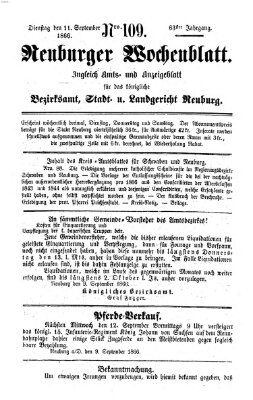 Neuburger Wochenblatt Dienstag 11. September 1866