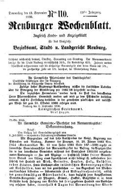 Neuburger Wochenblatt Donnerstag 13. September 1866