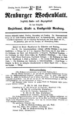 Neuburger Wochenblatt Dienstag 18. September 1866