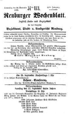 Neuburger Wochenblatt Donnerstag 20. September 1866