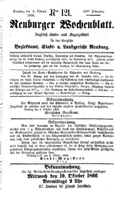 Neuburger Wochenblatt Samstag 6. Oktober 1866