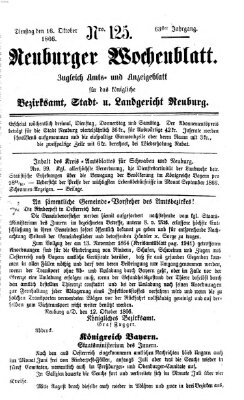 Neuburger Wochenblatt Dienstag 16. Oktober 1866