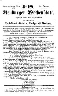 Neuburger Wochenblatt Donnerstag 25. Oktober 1866