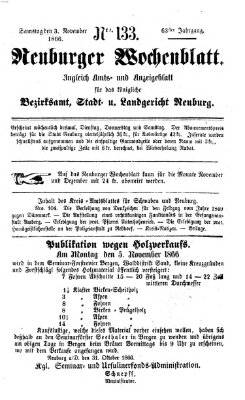 Neuburger Wochenblatt Samstag 3. November 1866