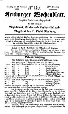 Neuburger Wochenblatt Dienstag 20. November 1866