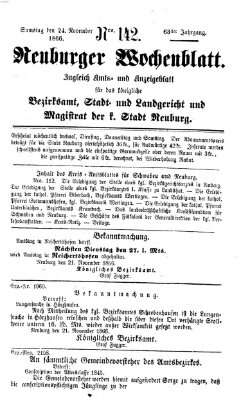 Neuburger Wochenblatt Samstag 24. November 1866