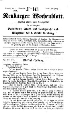 Neuburger Wochenblatt Dienstag 27. November 1866