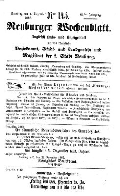 Neuburger Wochenblatt Samstag 1. Dezember 1866