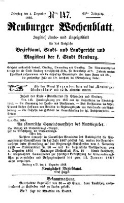 Neuburger Wochenblatt Dienstag 4. Dezember 1866