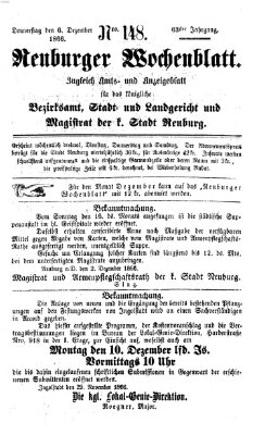 Neuburger Wochenblatt Donnerstag 6. Dezember 1866