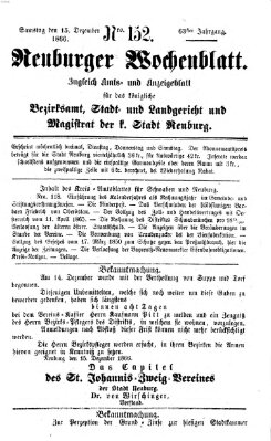 Neuburger Wochenblatt Samstag 15. Dezember 1866