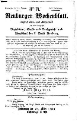 Neuburger Wochenblatt Donnerstag 31. Januar 1867