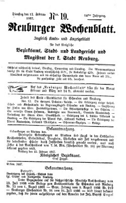 Neuburger Wochenblatt Dienstag 12. Februar 1867