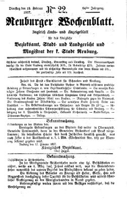 Neuburger Wochenblatt Dienstag 19. Februar 1867