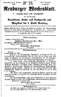 Neuburger Wochenblatt Donnerstag 21. Februar 1867