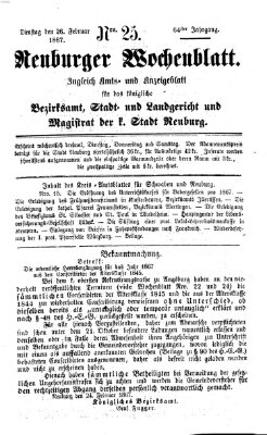 Neuburger Wochenblatt Dienstag 26. Februar 1867