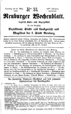 Neuburger Wochenblatt Samstag 16. März 1867