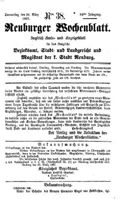 Neuburger Wochenblatt Donnerstag 28. März 1867