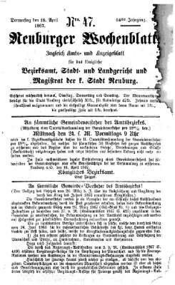 Neuburger Wochenblatt Donnerstag 18. April 1867