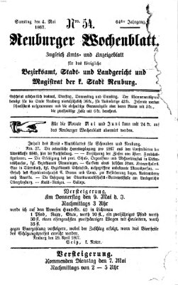 Neuburger Wochenblatt Samstag 4. Mai 1867