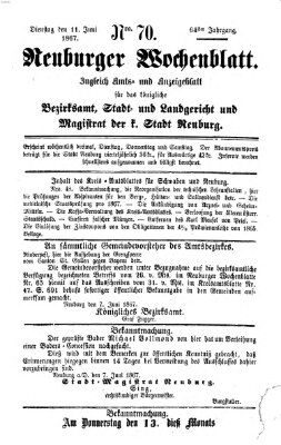 Neuburger Wochenblatt Dienstag 11. Juni 1867