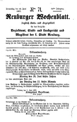 Neuburger Wochenblatt Donnerstag 13. Juni 1867